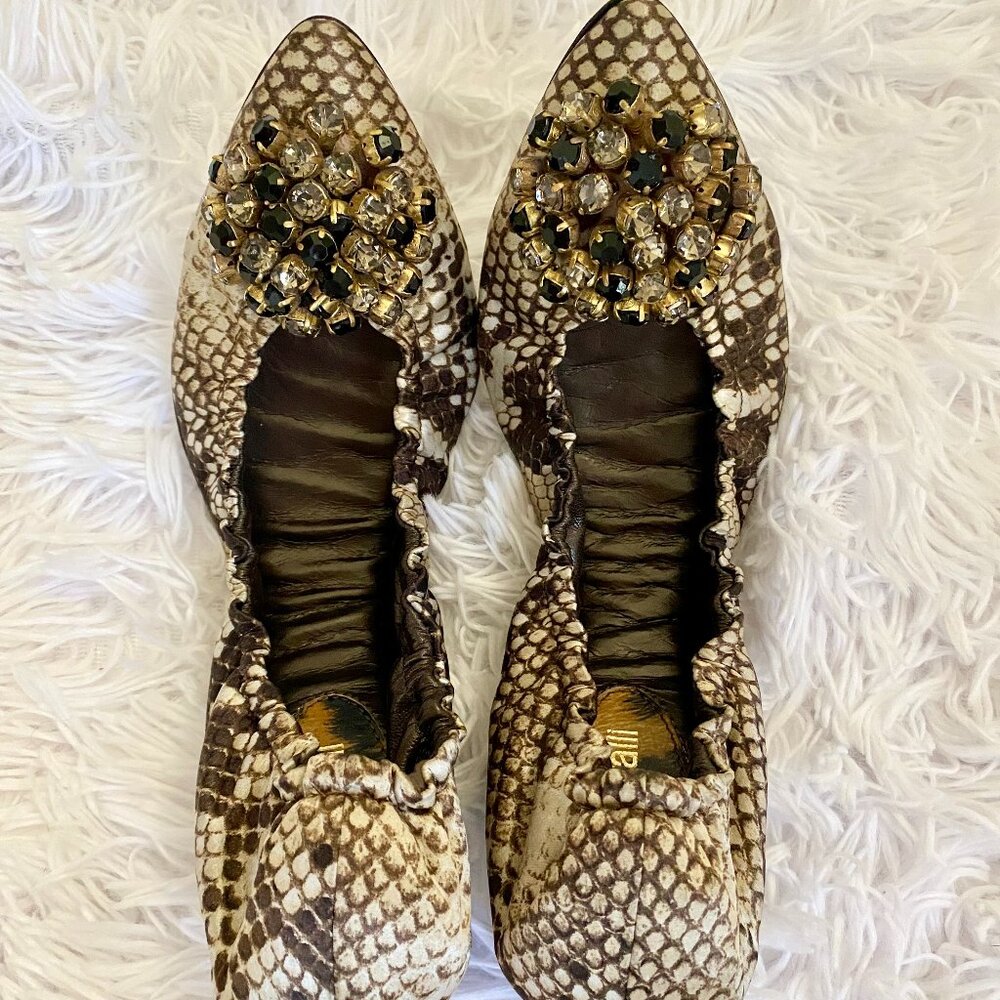 Roberto Cavalli stretchy flats size 38 animal print snake excellento condition
